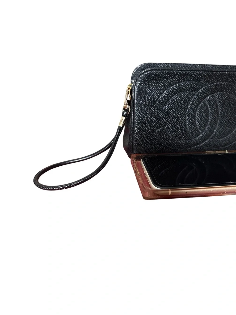 CHANEL Black Quilted CC Logo Cosmetic Pouch